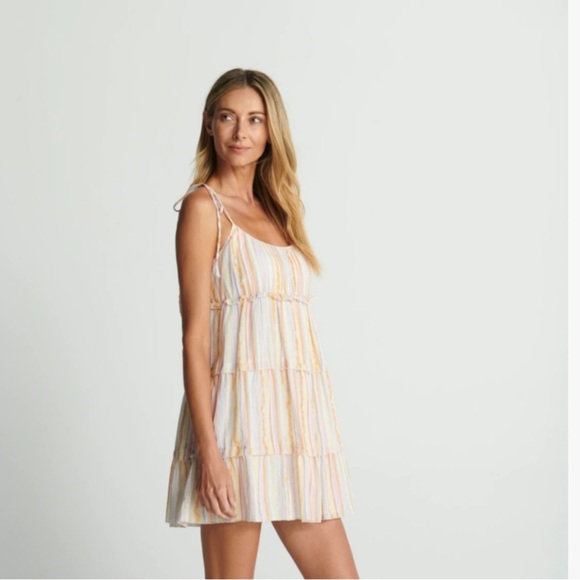 SOLD - Sundays 100% Cotton Multicolor Striped Dress - Picture 2 of 7